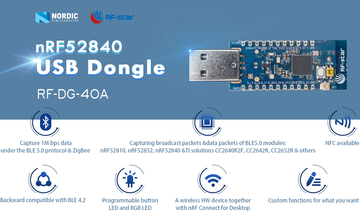 nRF 52840 RF-DG-40A USB Dongle Özellikleri